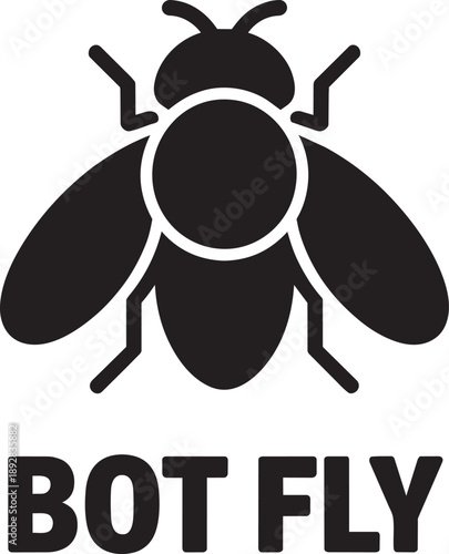 Bot fly insect silhouette vector illustration on gray checkered background
