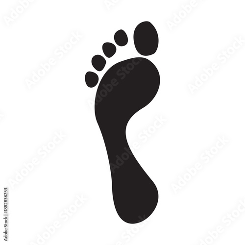 Black barefoot footprints walking on a clean white background illustration
