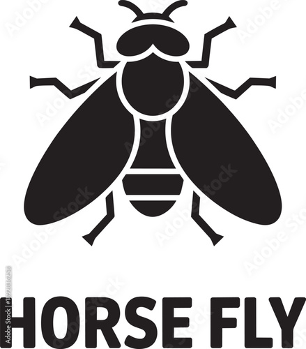 Horse fly icon illustration featuring detailed body segments and large wings for insect study