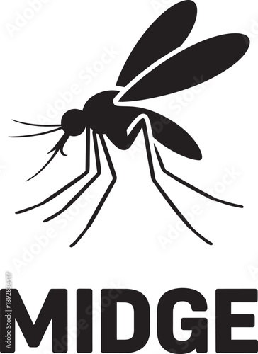 Midge mosquito insect silhouette side view for disease prevention and parasite control symbol