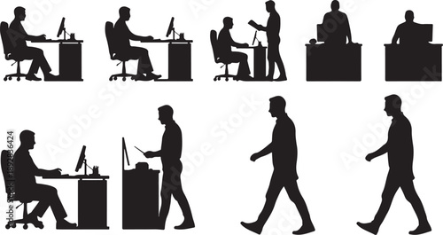Silhouettes of Businessman at Work in Office Settings Daily