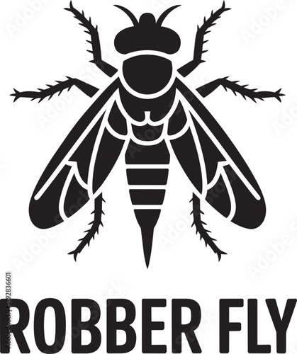 Robber fly insect silhouette vector illustration on transparent background design element for artwork
