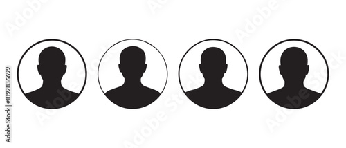 User Profile Icons Set. Silhouettes Isolated on White Background.