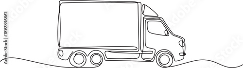 Continuous one line drawing of Delivery truck.one line vector illustration with white background