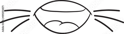 Cartoon Mouth With Open Lips and Tongue, Funny Expression