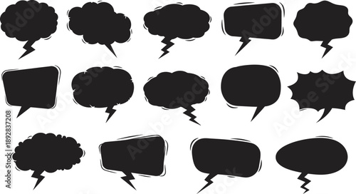 Collection of speech bubbles isolated on transparent background