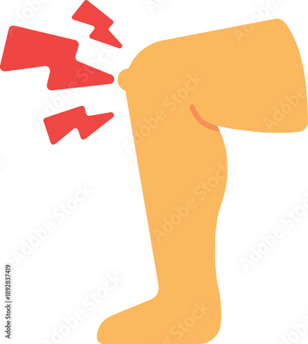 Icon Illustrating Human Leg with Painful Knee Joint Discomfort