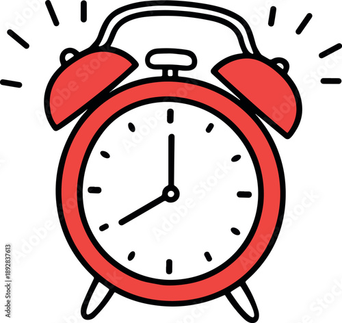 Red Alarm Clock Ringing With Time Displayed