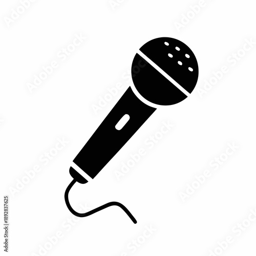 Microphone Flat Icon Vector  Audio Recording and Voice Symbol Silhouette 