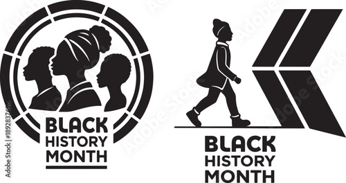 Black history month graphic featuring silhouettes and profile portraits
