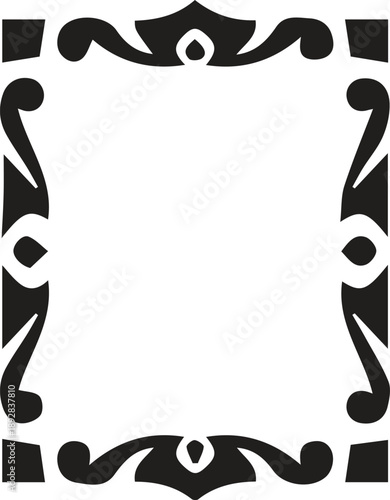 Elegant decorative black border frame with ornate swirls for documents, invitations, and photos
