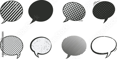 Speech bubbles with patterns isolated on transparent background