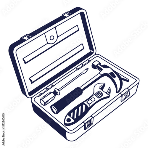 Open toolbox with various tools