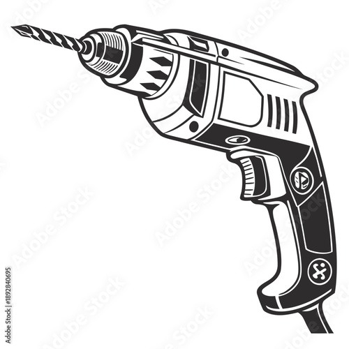 Electric drill with spiral bit