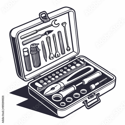 Open toolbox with assorted tools