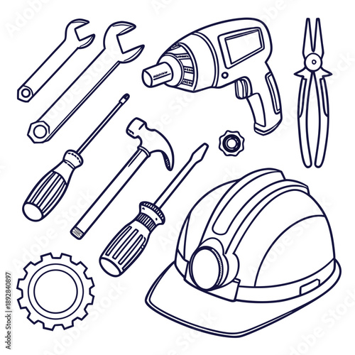 Essential construction tools and safety gear