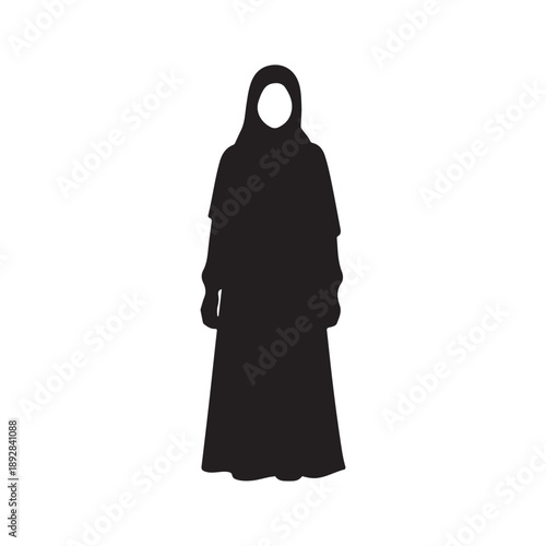 Silhoutte hijab girl vector flat illustration design