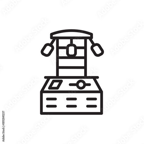 Lyophilizer icon. Pharmaceutical freeze-drying and cryodesiccation, representing vacuum sublimation, vaccine stabilization, industrial shelf dryers, and sterile biological preservation technology.
