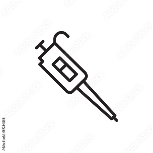 Micro pipette icon. Laboratory precision and liquid handling, representing micropipettors, microliter measurement, pharmaceutical research, molecular biology tools, and sterile reagent transfer.