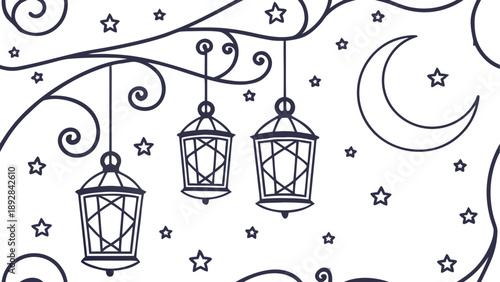 Elegant starry night with hanging lanterns
