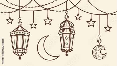 Elegant hanging lanterns with stars and moons