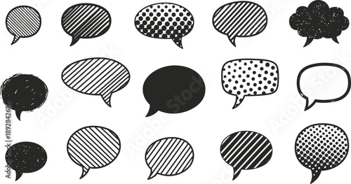 Collection of speech bubbles isolated on transparent background
