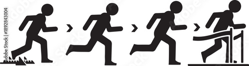 Man running and jumping over hurdle in sequence motion