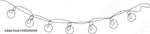 Festoon, garland with bulbs drawing with one editable continuous line.one line vector illustration with white background