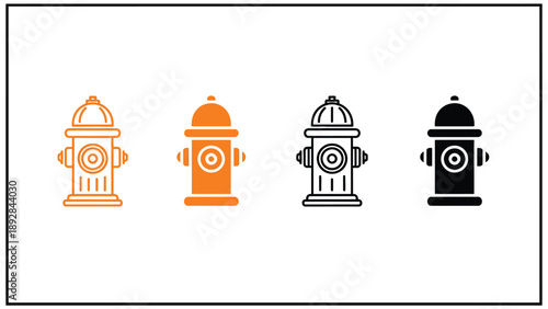 Four different fire hydrant icons in black and white illustration