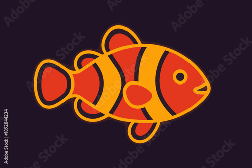 stylized cartoon fish with vibrant colors and bold outlines in a playful graphic design