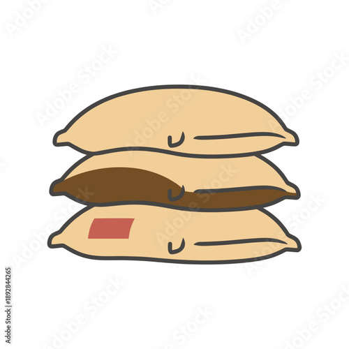 Stacked grain sacks bags for storage and agriculture supply illustration isolated on white