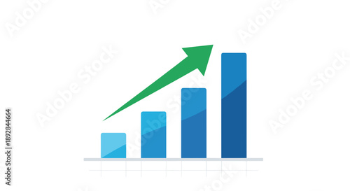 Bar chart with upward trending arrow indicating growth.