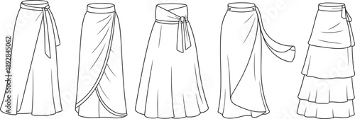 Women tank top technical fashion sketch set showing multiple front views, sleeveless shirt line art illustration for apparel design template isolated on white background