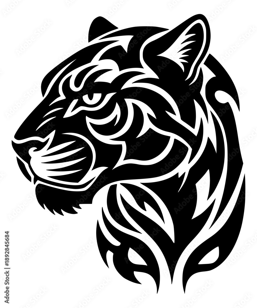 Obraz premium illustration depicts the head and upper neck of a large cat, most likely a tiger or panther