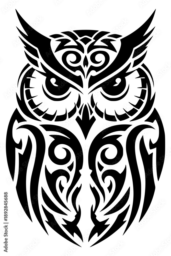Fototapeta premium owl tribal tattoo design