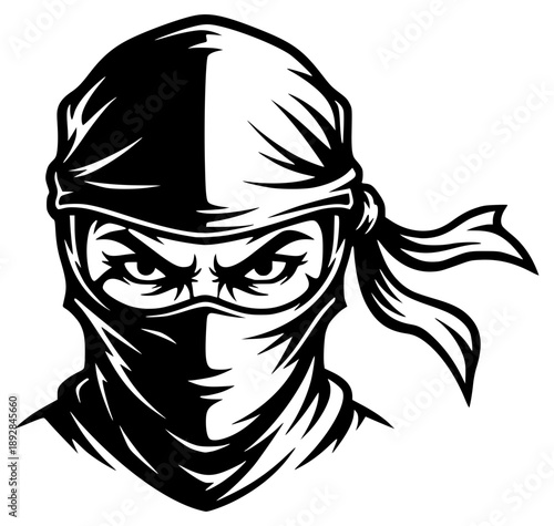illustration of a stylized head, likely representing a ninja