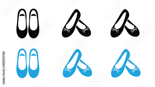 A set of colorful ballet shoes on a white background