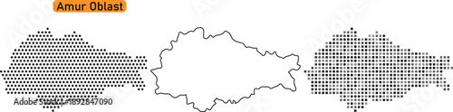 Amur oblast map illustration with different style and white background