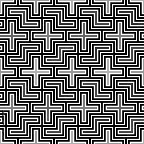 Repeated puzzle background. Seamless surface pattern design with logic mosaic ornament. Geometric motif. Grid wallpaper. Digital paper for page fills, web designing, textile print