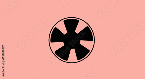 Black stylized fan blade symbol on pink background 1.