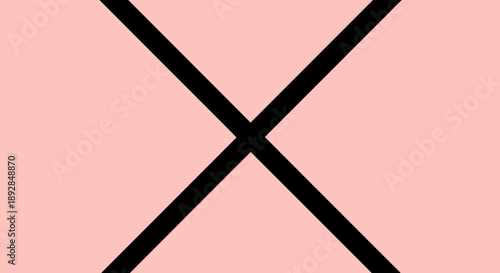 Bold Black X Symbol on Soft Pink Background.