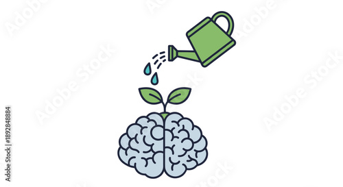Brain Growth and Development Concept with Watering Can.
