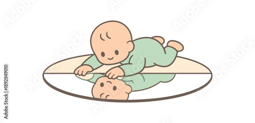 minimal stock vector icon flat clipart muted pastel colors low saturation low contrast simple geometric shapes clean edges consistent proportions minimal facial features baby lying on