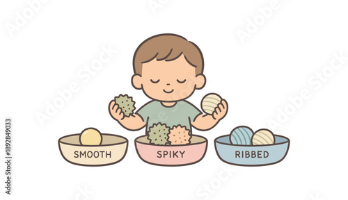 minimal stock vector icon flat clipart muted pastel colors low saturation low contrast simple geometric shapes clean edges consistent proportions minimal facial features toddler sorting