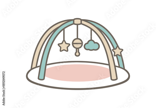 minimal stock vector icon flat clipart muted pastel colors low saturation low contrast simple geometric shapes clean edges consistent proportions minimal facial features baby activity gym