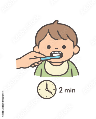 minimal stock vector icon flat clipart muted pastel colors low saturation low contrast simple geometric shapes clean edges consistent proportions minimal facial features toddler getting