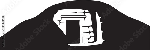 Stone tomb entrance silhouette vector illustration for religious burial concept