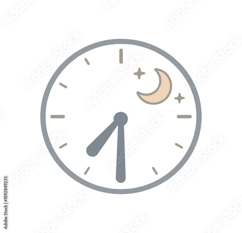 minimal stock vector icon flat clipart muted pastel colors low saturation low contrast simple geometric shapes clean edges consistent proportions minimal facial features simple clock