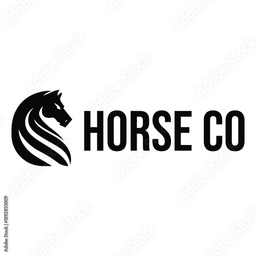 horse head flat minimalist logo design