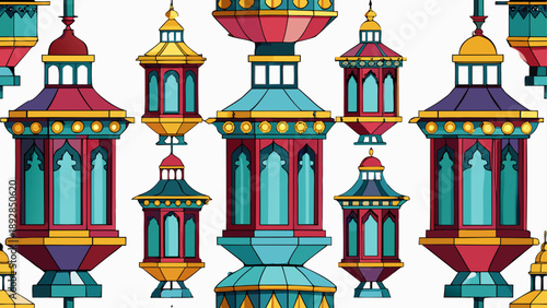 Colorful victorian-style lantern pattern